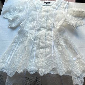 Marissa Webb white sheer lace top.